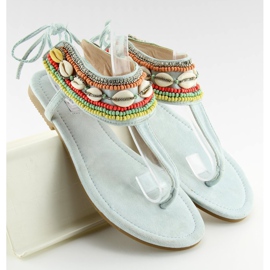 Blue Sandals with beads 8241 L.BLUE II-GAT multicolored 1