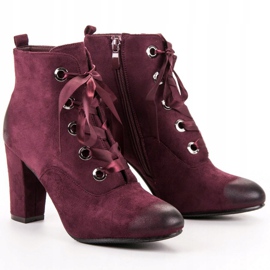 Vinceza Burgundy suede boots red 1