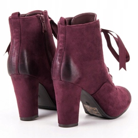 Vinceza Burgundy suede boots red 2