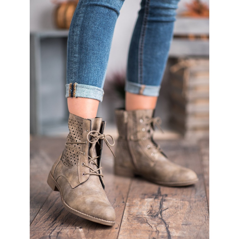 Groto Gogo Fashionable tied boots green 2 Groto Gogo Fashionable tied boots green 2