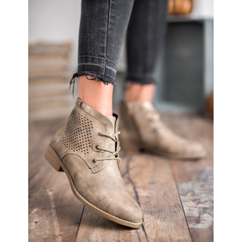 Groto Gogo Khaki openwork booties multicolored green 1