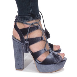 Gray sandals on a One Love velor post grey 1