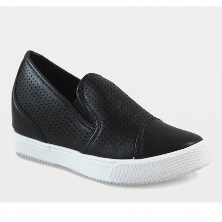 Black openwork wedge sneakers DD441-1 1