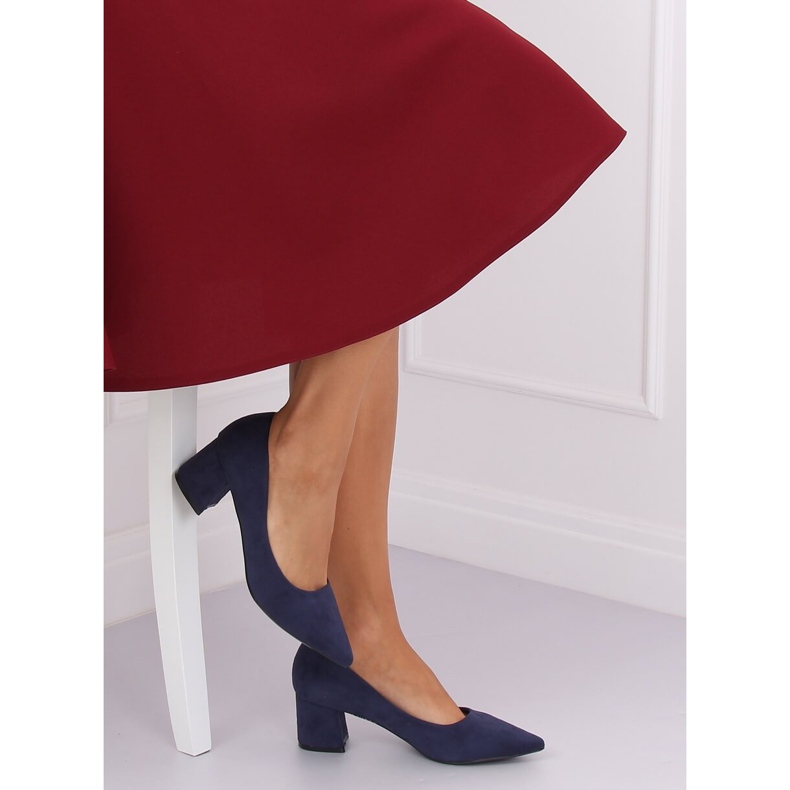 Pumps on wide heels navy blue KJ-10 D.BLUE 1