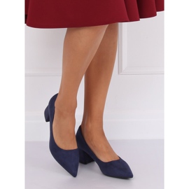 Pumps on wide heels navy blue KJ-10 D.BLUE 2