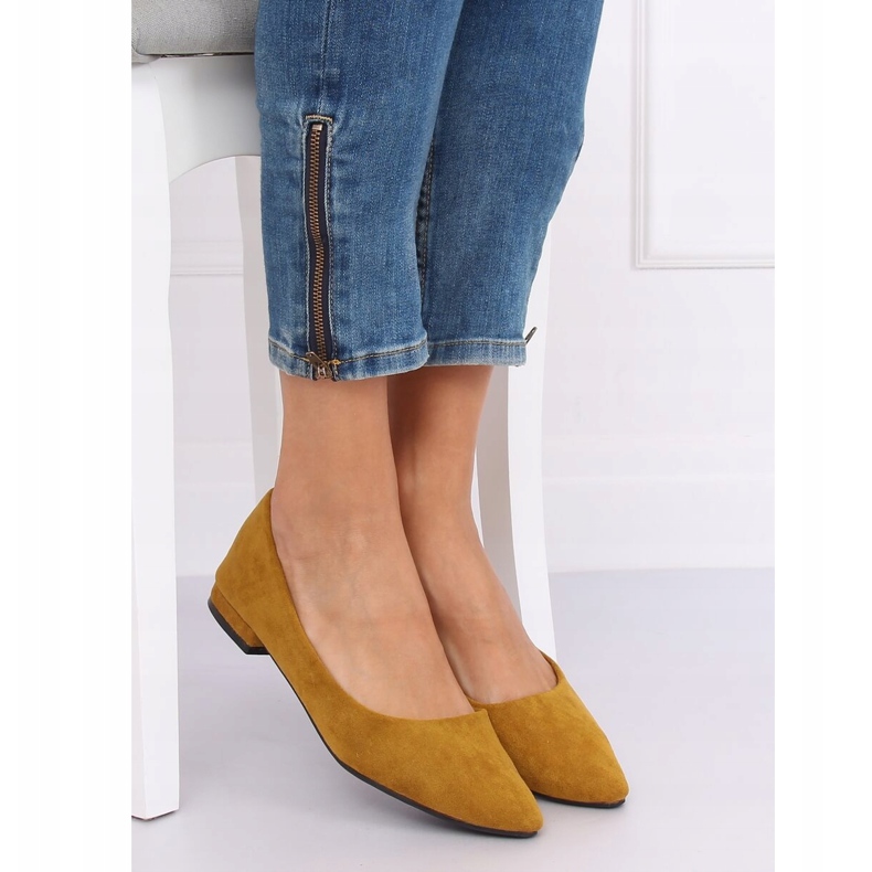 Yellow RC-76 Yellow ballerinas with almond toes 2