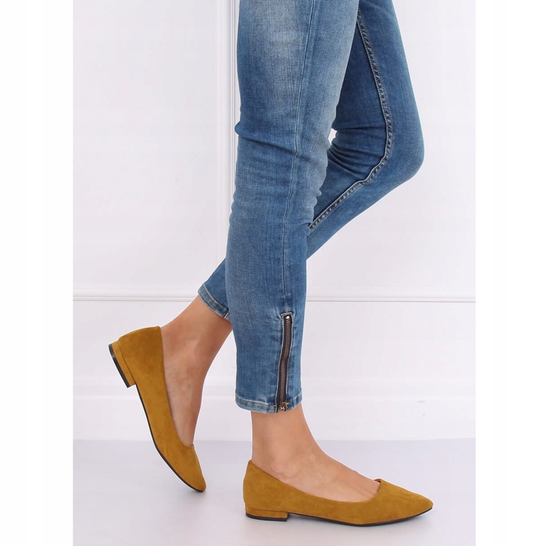 Yellow RC-76 Yellow ballerinas with almond toes 1