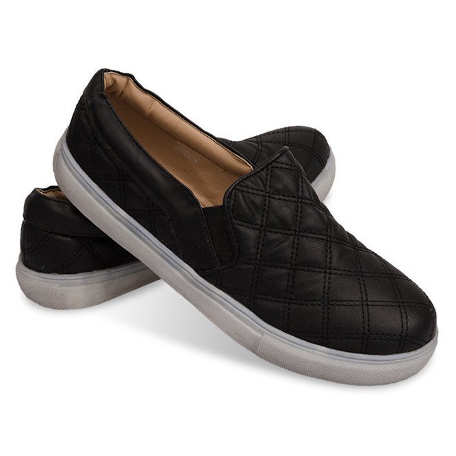 black quilted sneakers