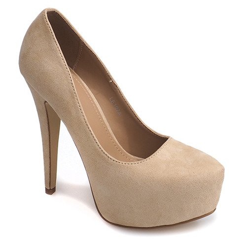 Suede Pumps On the LE107A Light Beige Platform 2