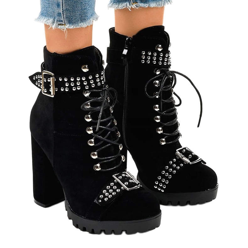 Black suede ankle boots on the LS5071 post 1