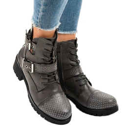 Gray women's boots on a massive M257 sole grey 1