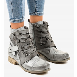 Women's gray boots decorated with a F1611 zipper grey 1