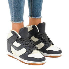 Beige sneakers with lace-up wedges 0056-2 1