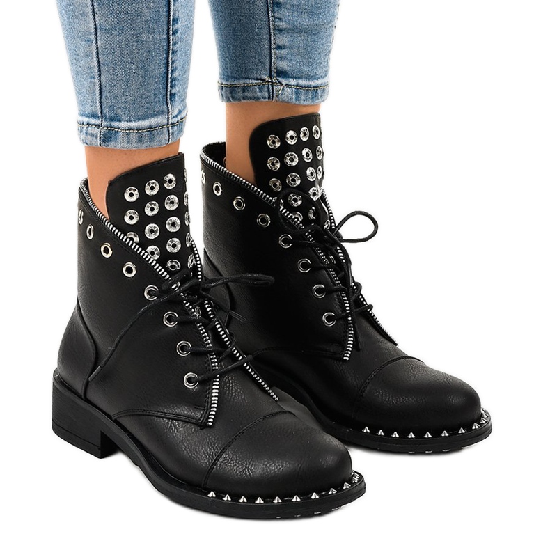 Women's black boots with a zipper BH132-KB 1