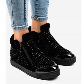 Black wedge sneakers with R51-1 zippers 1