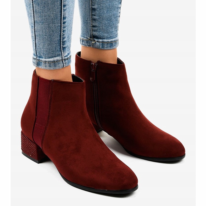 Maroon suede boots on the post HQ0018 red 1