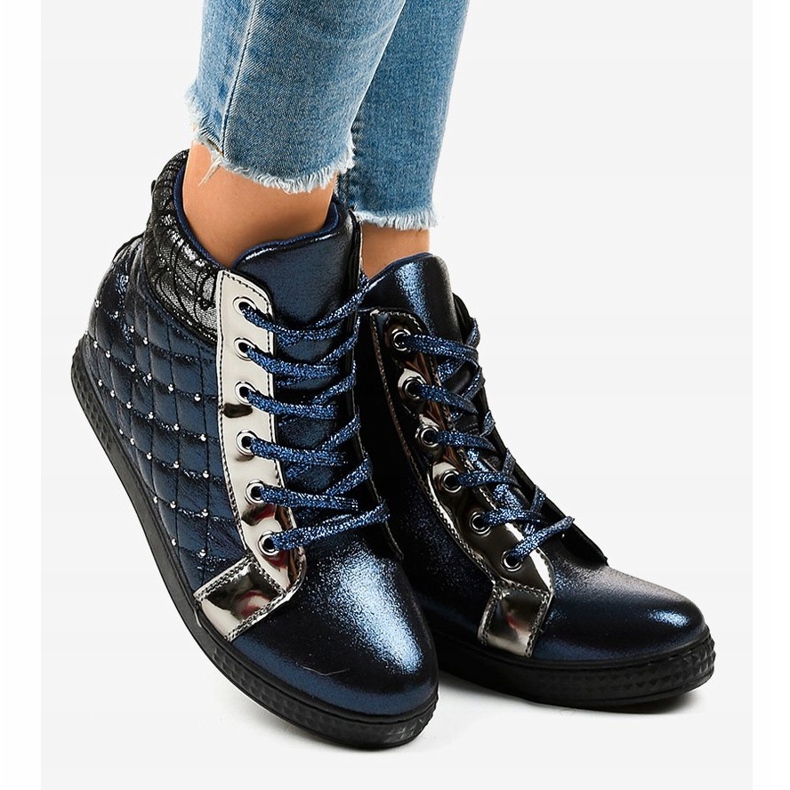 Navy blue sneakers on the wedge R468-1 2 Navy blue sneakers on the wedge R468-1 2