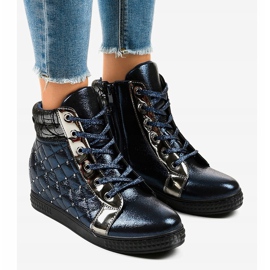 Navy blue sneakers on the wedge R468-1 1