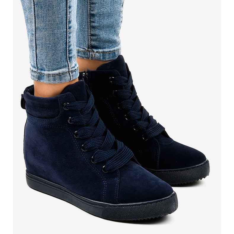 Navy blue wedge sneakers TL50-2 1