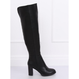 Over-the-knee boots on the post black F128 Black 1