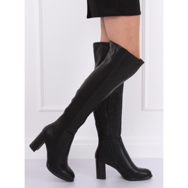 Over-the-knee boots on the post black F128 Black 2