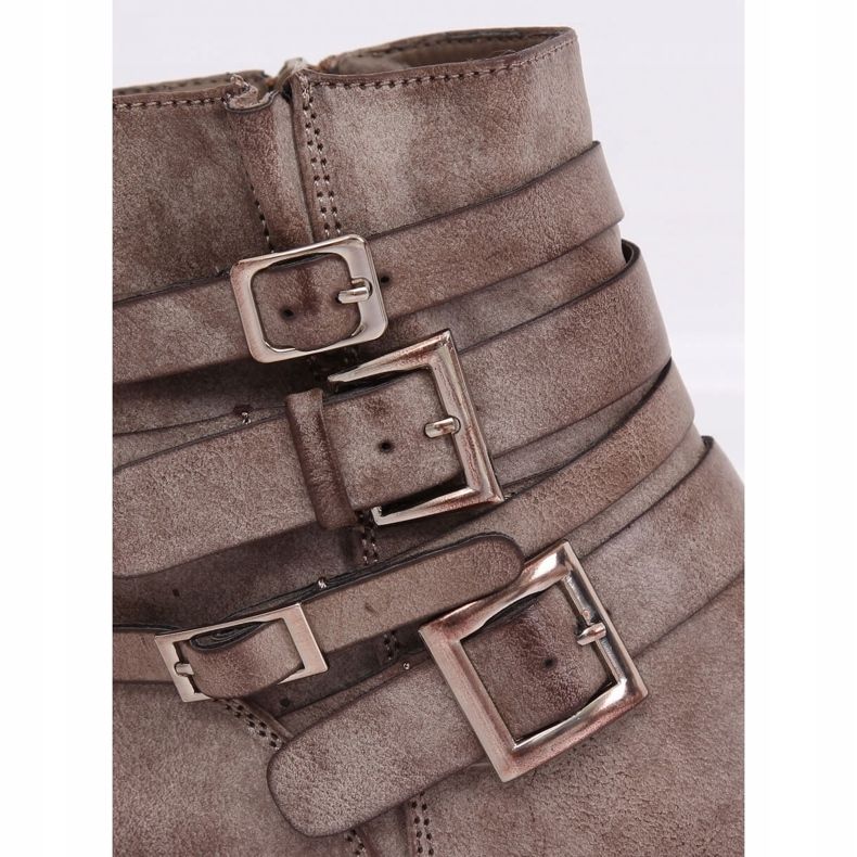 Women's flat beige boots Z100 Khaki 1