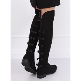 Women's riding boots with black bows H202 Black 1