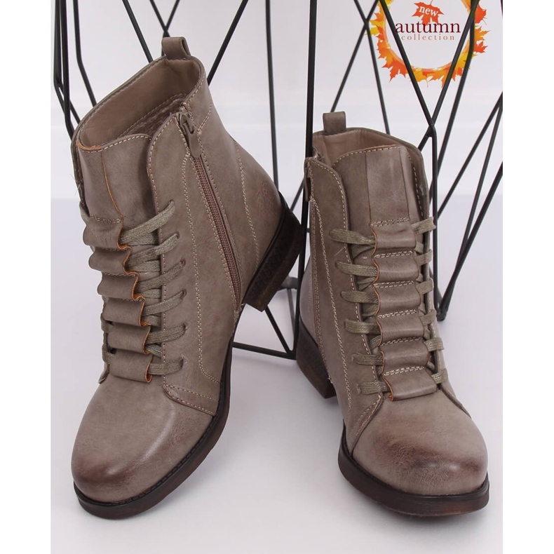 Lace-up boots beige F2801 Khaki 1