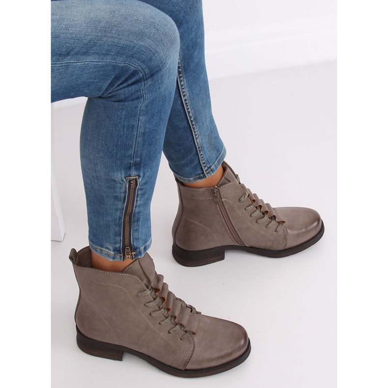 Lace-up boots beige F2801 Khaki 2