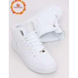 White and silver high-ankle sports shoes 107-18 WHITE / SILVER 1
