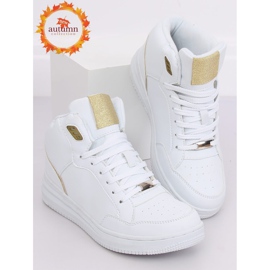 White and gold high-ankle sports shoes 107-18 WHITE / GOLD 1