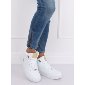 White and gold high-ankle sports shoes 107-18 WHITE / GOLD 2