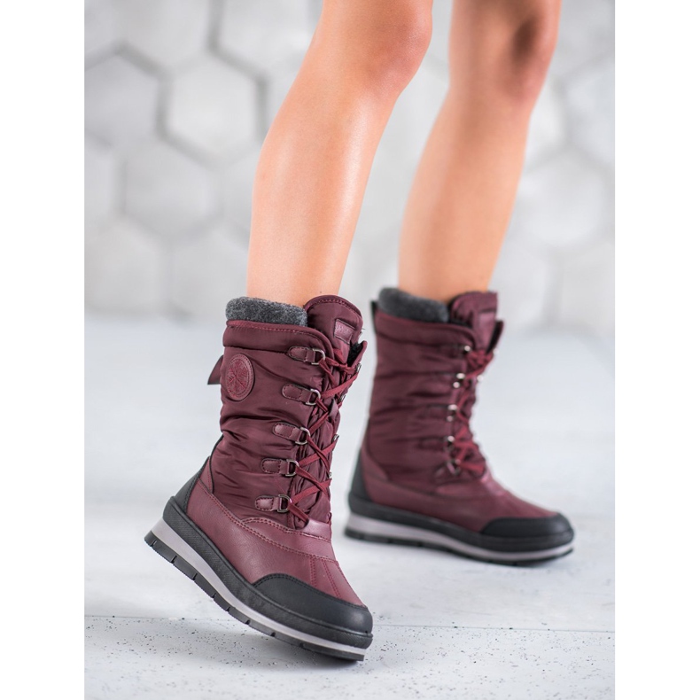 Mckeylor Fashionable burgundy snow boots red 1
