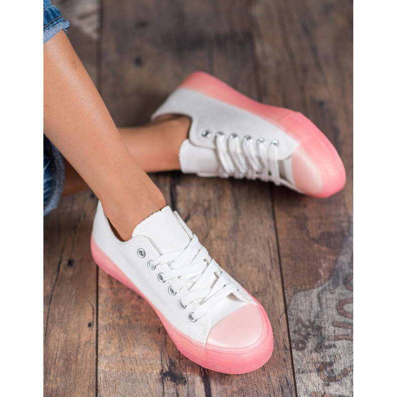 Jumex Fashionable Women's Sneakers white pink 1