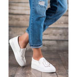J. Star Slipons With Rhinestones white 1