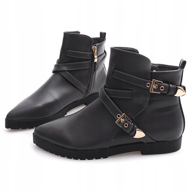 Warm Elegant Boots With Buckle HW13 Gray grey 1