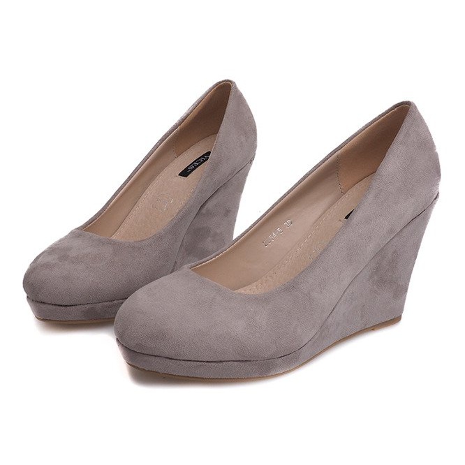 Suede Pumps On Wedge 2054 Gray grey 1