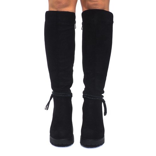 Suede boots on a post ES8516 Black 2