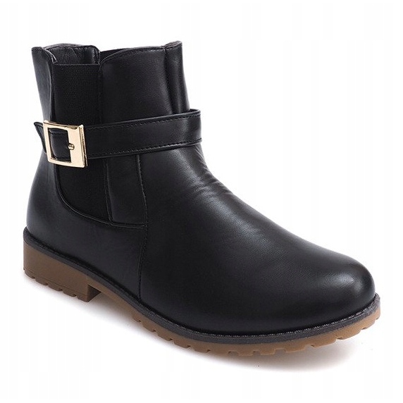 Boots With Rubber And Buckle Fur E598 Black green 2