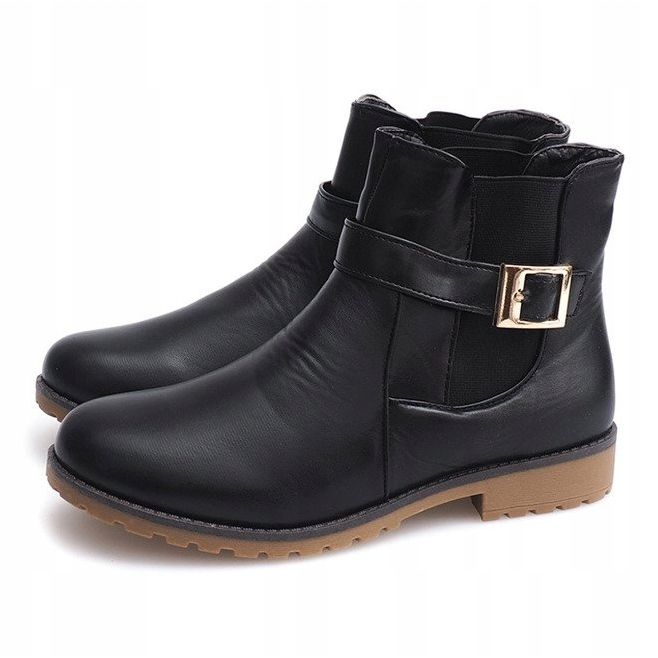 Boots With Rubber And Buckle Fur E598 Black green 1