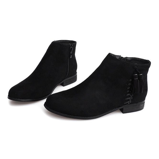Suede Booties Boho 99-8 Black 1