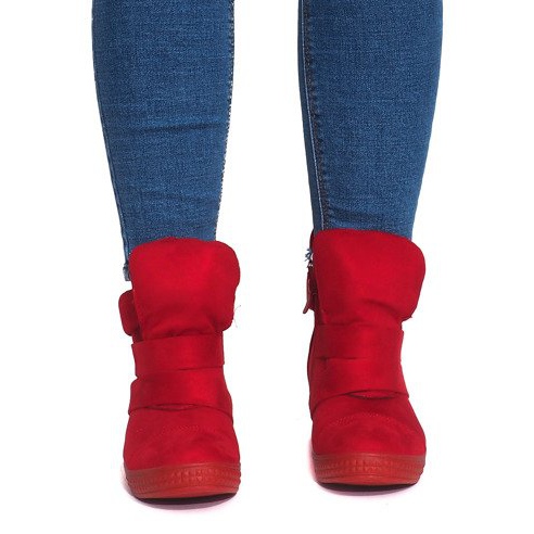 Wedge Sneakers With Velcro 1703 Red 1