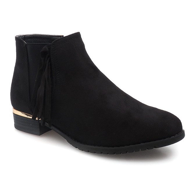 Suede Booties With an Elastic 837 Black 1