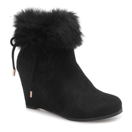 Black Boots On Wedge L6058 2