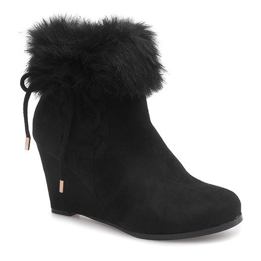 Black Boots On Wedge L6058 2