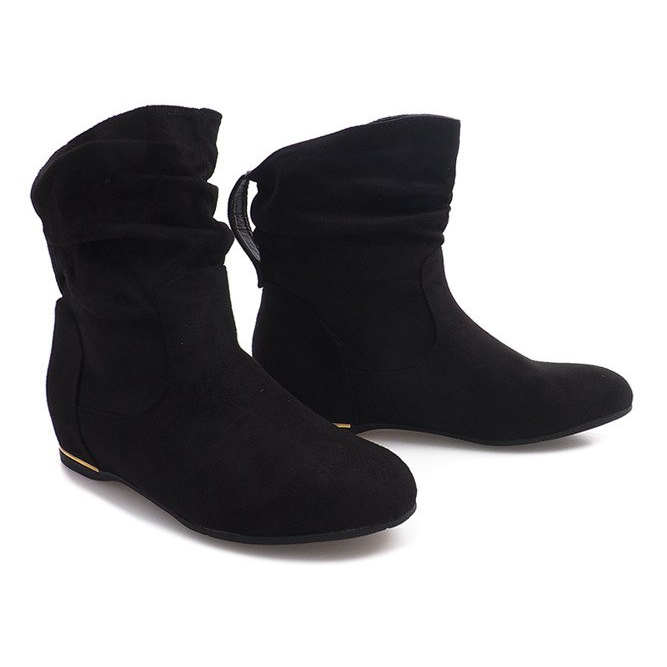 Suede Wedge Boots C-7111 Black 1