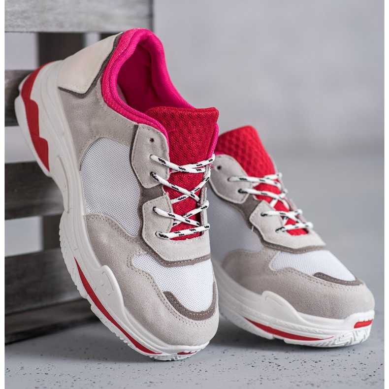 SHELOVET Lace-up Sports Shoes red grey 2 SHELOVET Lace-up Sports Shoes red grey 2