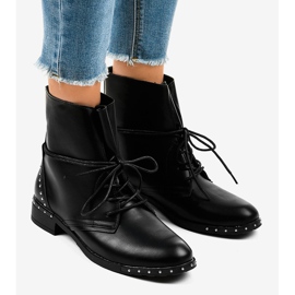 Black flat lace-up boots A-251 1