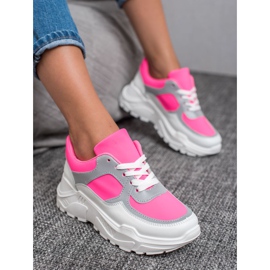 Ideal Shoes Neon Sport Shoes white pink multicolored 1 Ideal Shoes Neon Sport Shoes white pink multicolored 1