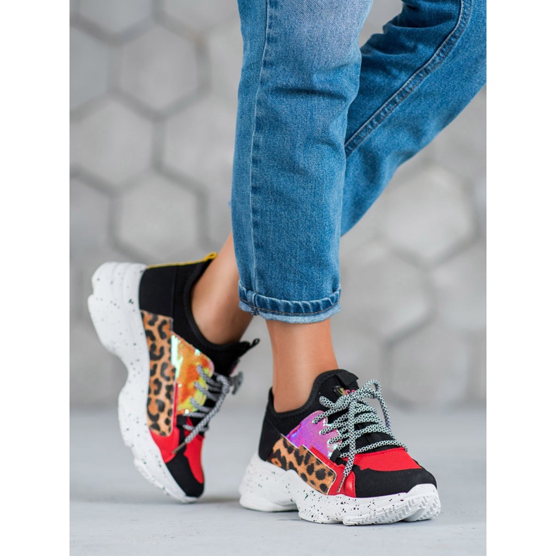 SHELOVET Leopard Print Sport Shoes red multicolored 2